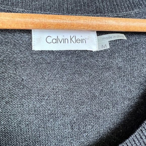 Calvin Klein Dark Grey Fringe 3/4 Sleeve Scoop-neck Bodycon Sweater Dress - Picture 10 of 11